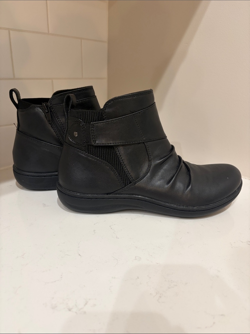 Womens Black Leather Ankle Boots - Casual Comfort
